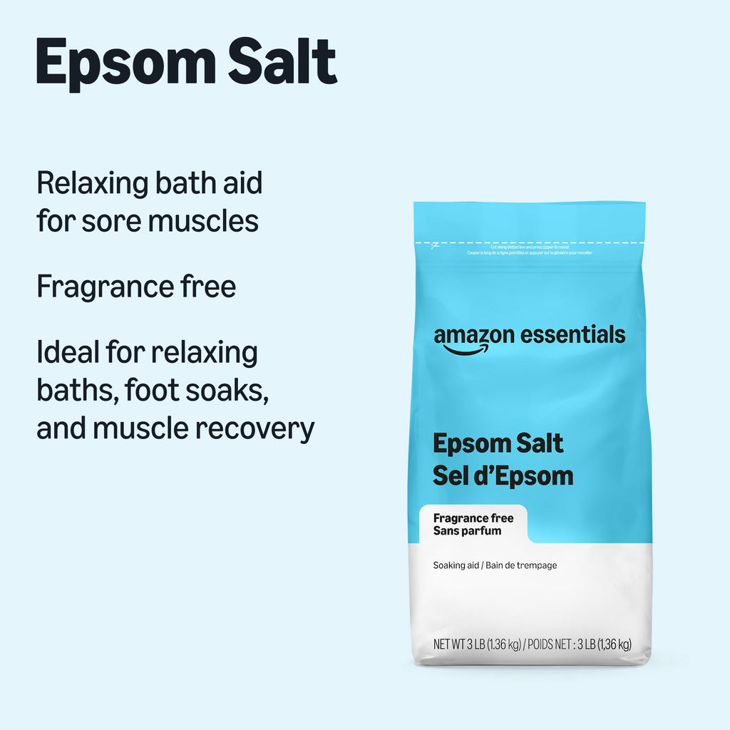 Epsom Salt Soak, Magnesium Sulfate USP, 3 Pound, 6-Pack (Previously Amazon Basics)