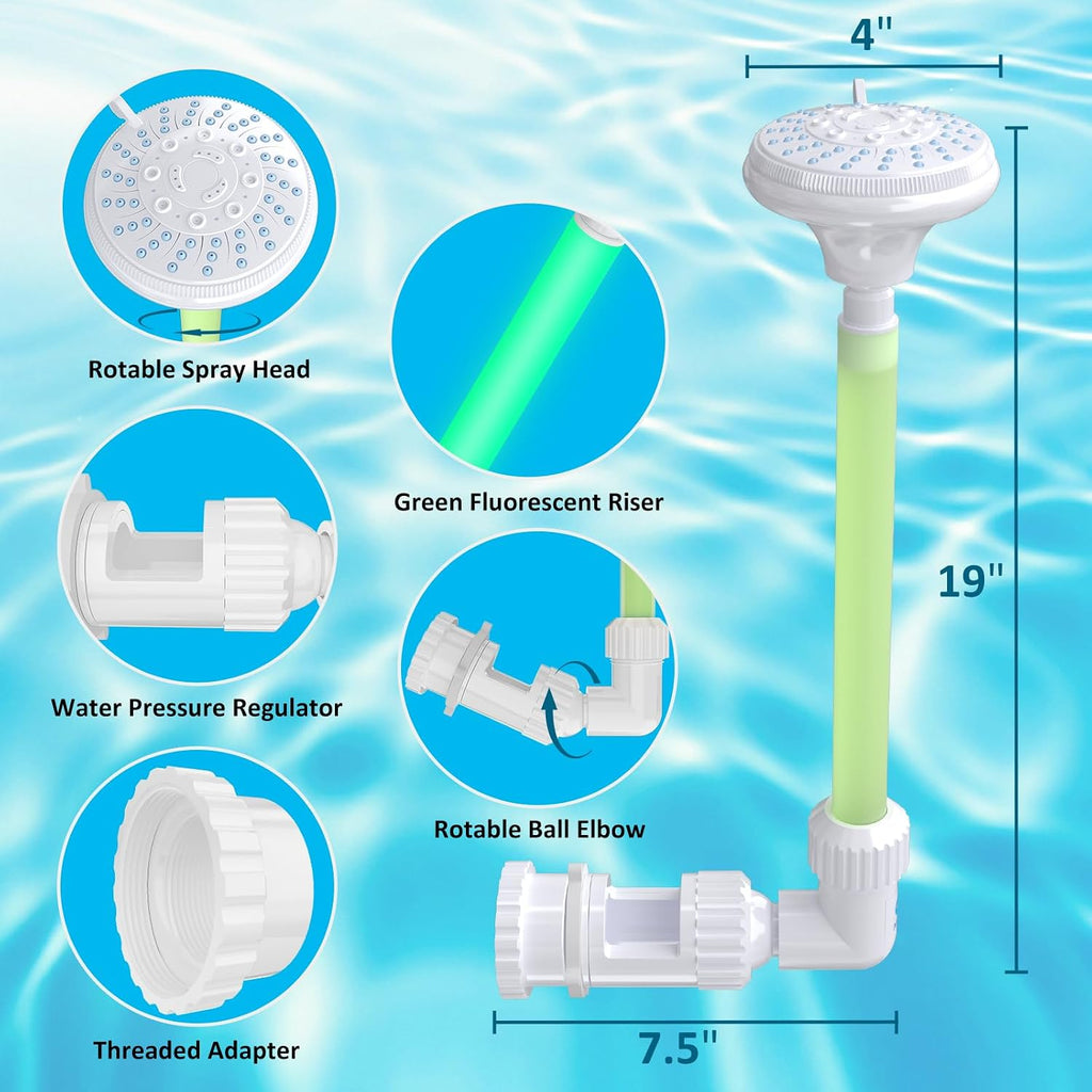 Pool Fountain for Above & Inground Pools – 360° Adjustable Pool Waterfall, Pool Sprinkler Fountain with 4 Spray