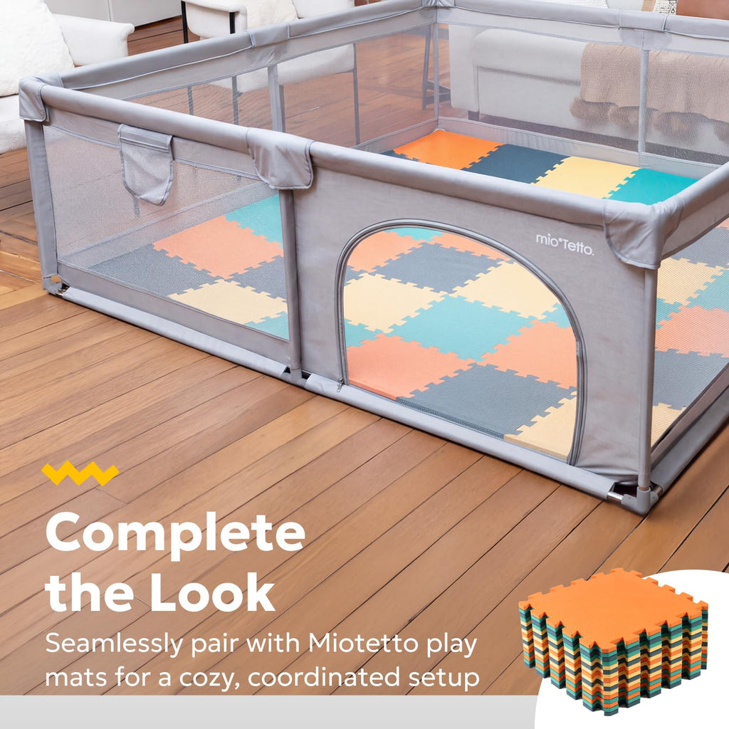 Modular Foldable Baby Playpen & Safety Activity Yard with Locking Walk-Through Gate for Infants & Toddlers