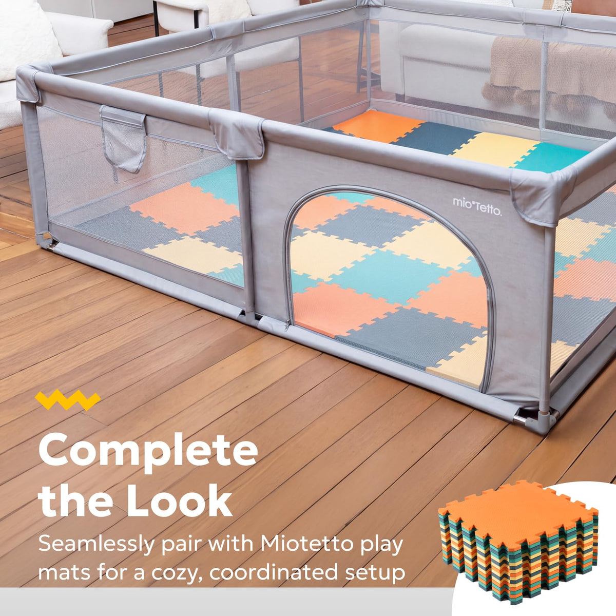 Modular Foldable Baby Playpen & Safety Activity Yard with Locking Walk-Through Gate for Infants & Toddlers
