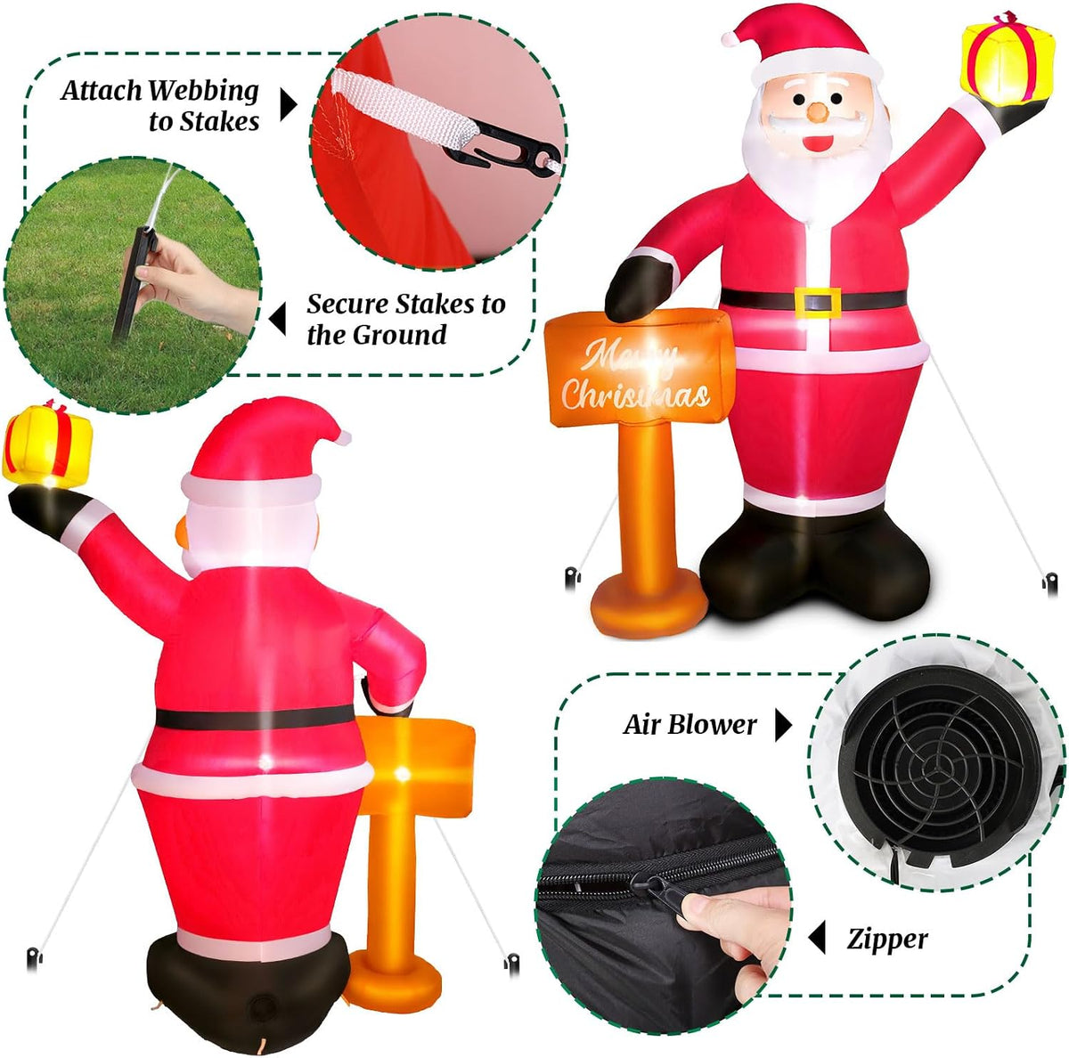 Christmas Inflatables Decorations Outdoor, 6FT Inflatable Christmas Blow Ups for Yard, Garden, Lawn & Indoor, Bright