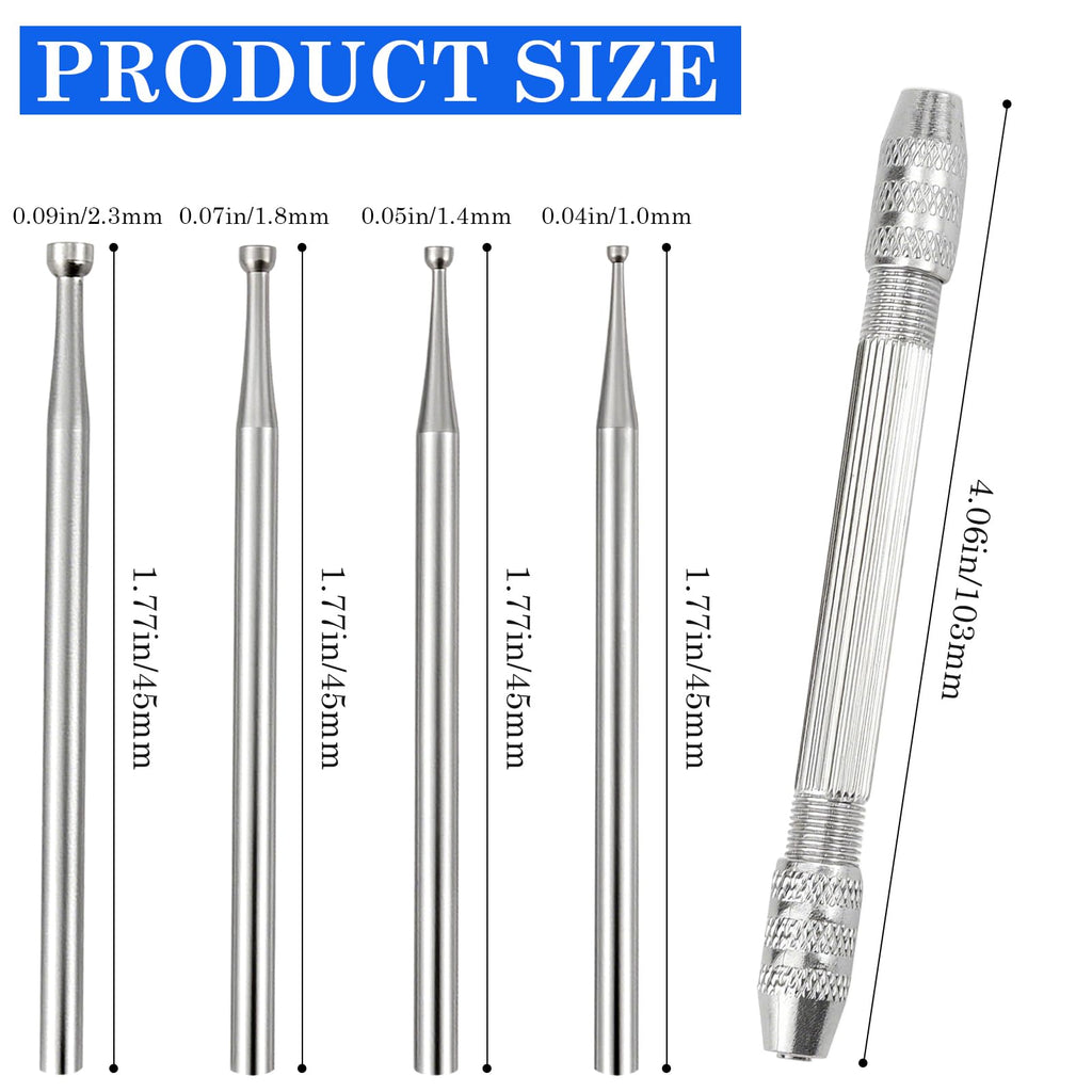 5Pcs Round Cup Burr Set, 3/32 Inch Shank Wire Rounder with Hand Drill