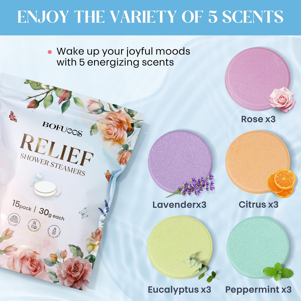 Shower Steamers Aromatherapy, Natural Essential Oils for Self Care