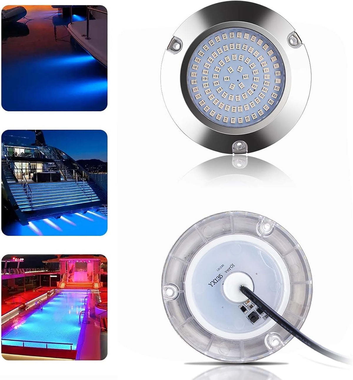 90led Underwater Boat Lights Fish,Blue10-30V IP68 Waterproof Surface Mount