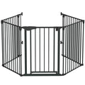134" Wide 5-Panel Heavy-Duty Metal Fireplace Hearth & Christmas Tree Safety Fence Gate with Configurable Panels for Indoor Hearth, Stove & Holiday Tree Protection