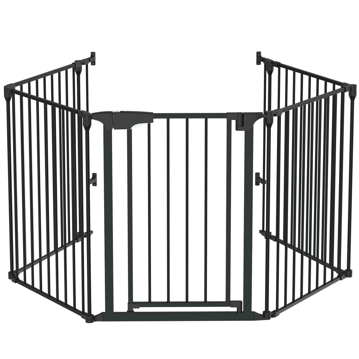 134" Wide 5-Panel Heavy-Duty Metal Fireplace Hearth & Christmas Tree Safety Fence Gate with Configurable Panels for Indoor Hearth, Stove & Holiday Tree Protection