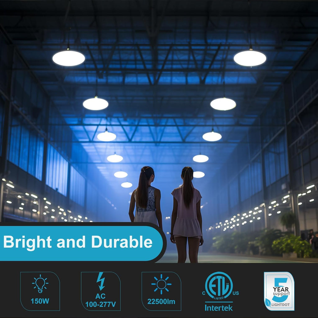 Lightdot 150W LED High Bay Lights, 6Pack Plug and Play High Bay LED Lights