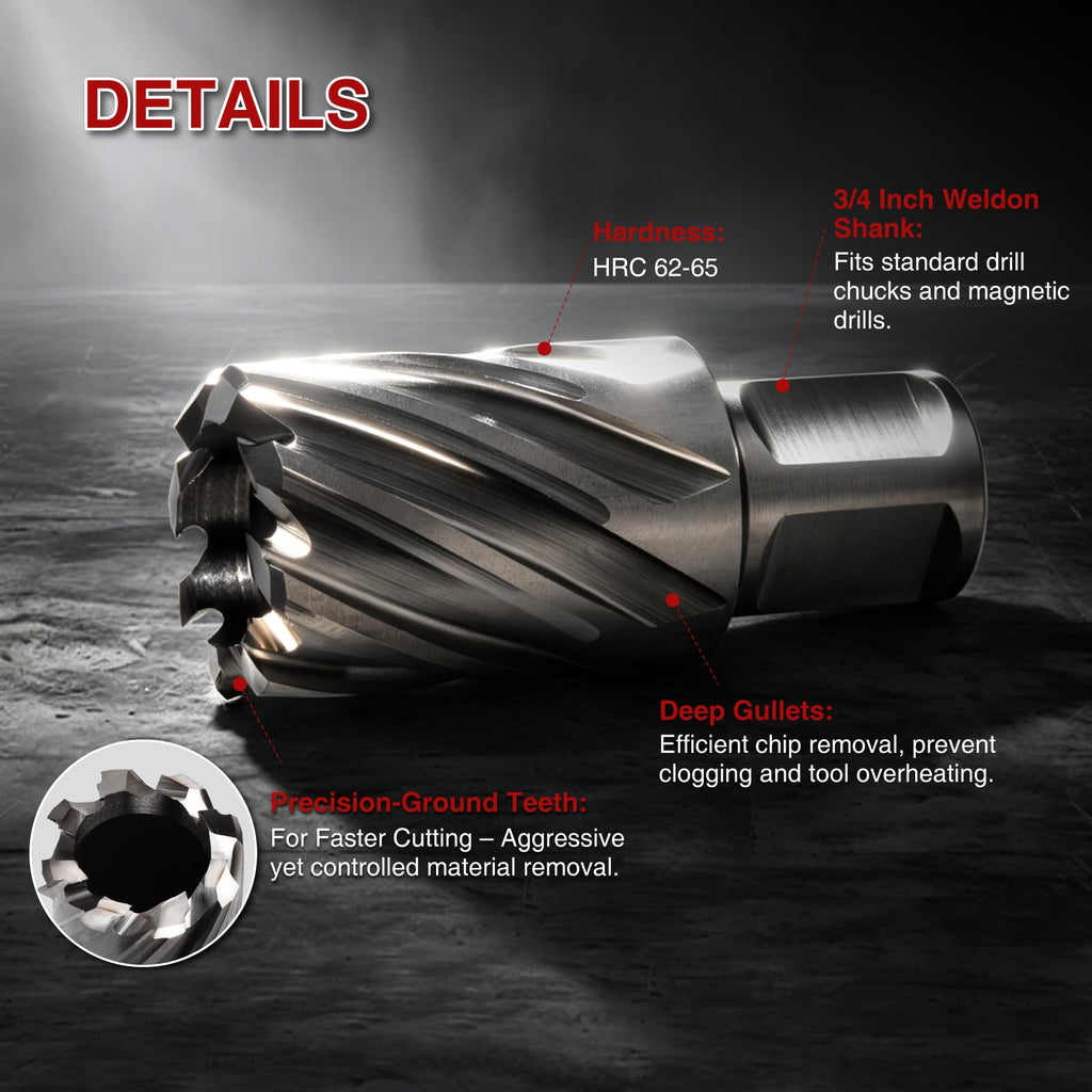 ANGELSWORD M2 HSS Annular Cutter,Diameter 1-1/2" x Depth 2",Mag Drill Bit