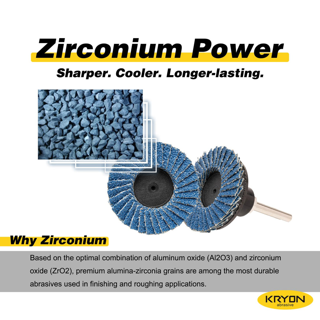 KRYON 2" Zirconia Type R Mini Flap Discs with Backing Pad, 30 Pack