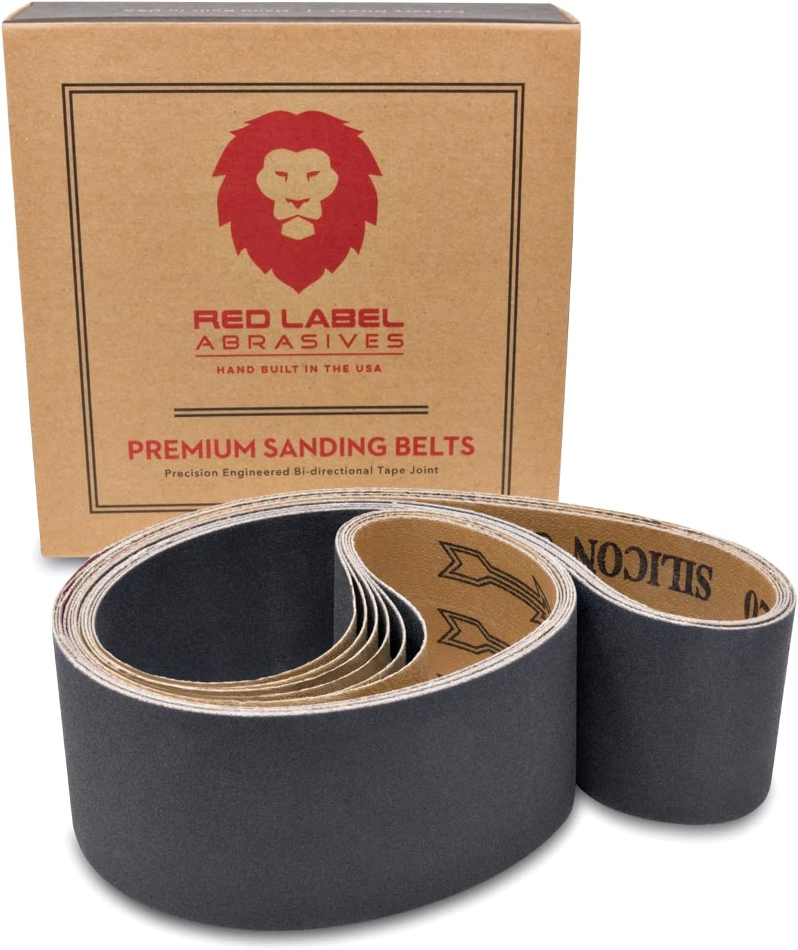 Red Label Abrasives 2 X 42 Inch Silicon Carbide Extra Fine Grit Sanding Belts 600, 800, 1000 Grits - 6 Pack Assortment for Glass, Stone, Granite, Cement, Tile, Plastics, and Metal Finishing