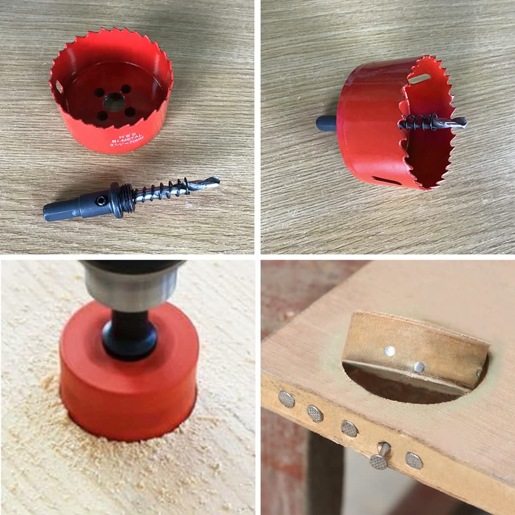 Hole Saw Drill Bit LAIWEI HSS Hole Cutter with Arbor for Wood,PVC Board and Plasterboard(1-1/8"(28mm Hole Saw))