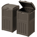 33 Gallon Outdoor Trash Can with Dual Lid, Hideaway Garbage Bins,2Pc