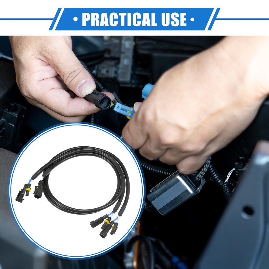 VekAuto 2 Pcs HID Bulb Wire Extender Extension Cable for HID Bulbs to Ballast, Universal for Car Truck Durable Plastic Black