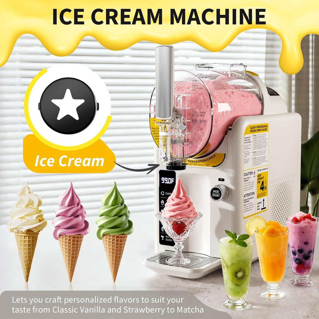 Ice Cream Machine Slushie Machine for Home - Slushy Machine Maker Frozen Drink Maker No Ice Needed Self Cleaning, 5