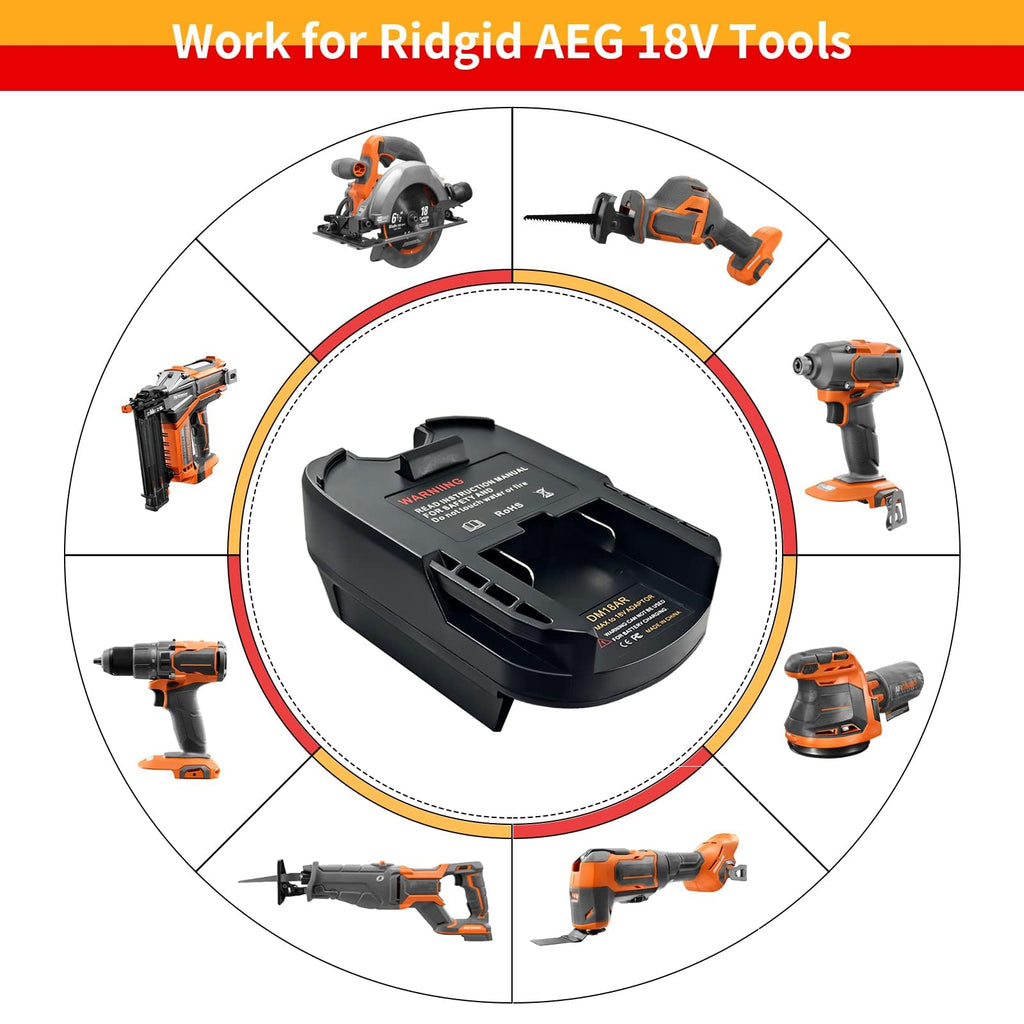 Battery Adapter for Milwaukee to Ridgid AEG 18V Tools