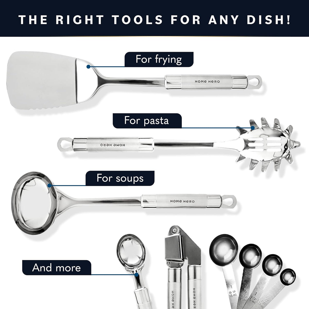 54-Piece Stainless Steel Kitchen Utensils Set - Heat-Resistant Nonstick Silicone & Stainless Steel Cooking Utensils