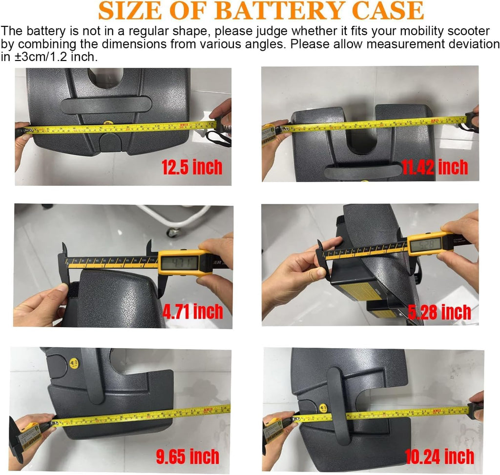 W3431/MS31 24V Battery Case with 2pcs 12AH Lead Acid Battery Replacement for Vive/Elifecenter Mobility Scooters(Factory Original Replacement)