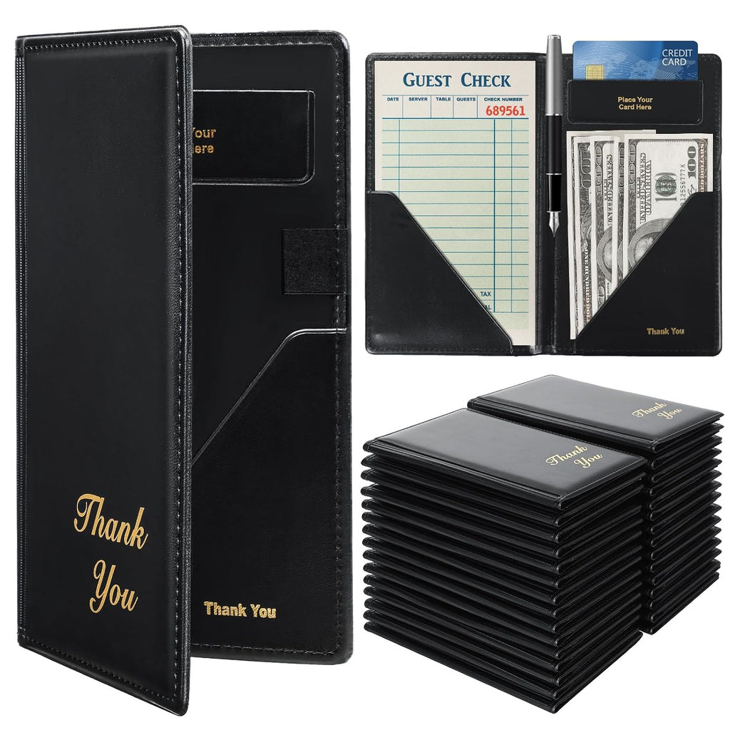 Leather Restaurant Check Presenters, 30Pcs 9 x 5" Guest Card Holder