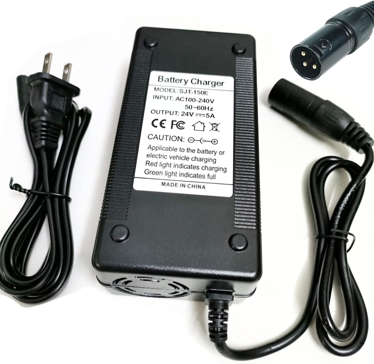 24V 5A Fast Battery Charger, 3-Pin for 24V Pride Mobility, Jazzy Power Chair, Golden Technologies, Lakematic, for Drive Medical, Rascal, Shoprider, Heartway, Quantum Wheelchair Lead Acid Power Charger