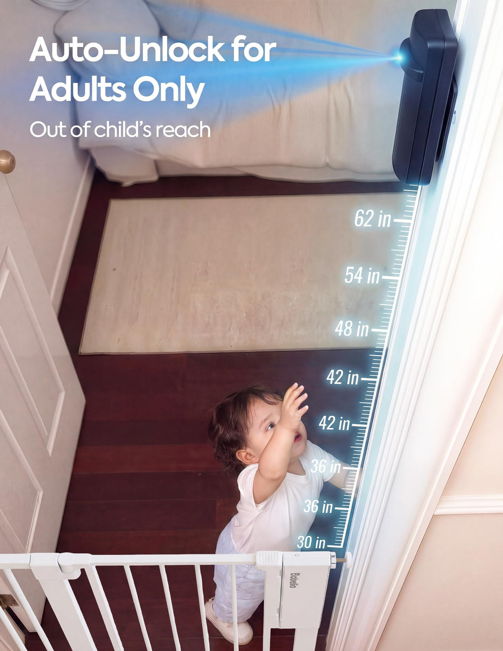 Extra-Wide No-Drill Pressure-Mounted Pet & Child Safety Gate with Auto-Close Walk-Through Door for Stairs, Hallways & Wide Doorways