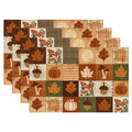 Plaid Pumpkin Maple Leaves Fall Placemats Set of 4