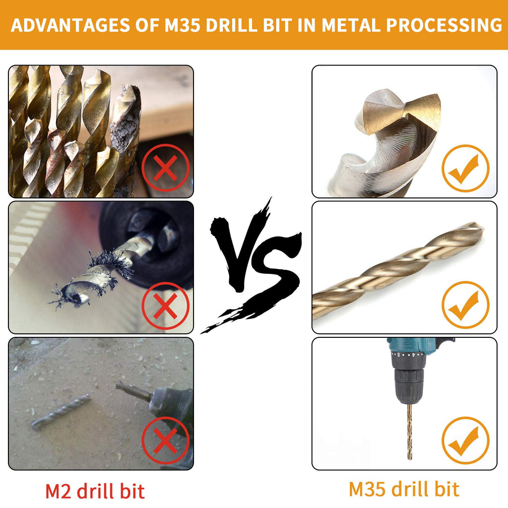 BECOLLO 27/64 Inch Cobalt Drill Bit Set, M35 Jobber Length Twist Drill Bits,Suitable for Drilling in Hard Metal, Stainless Steel, Cast Iron,3 Pieces