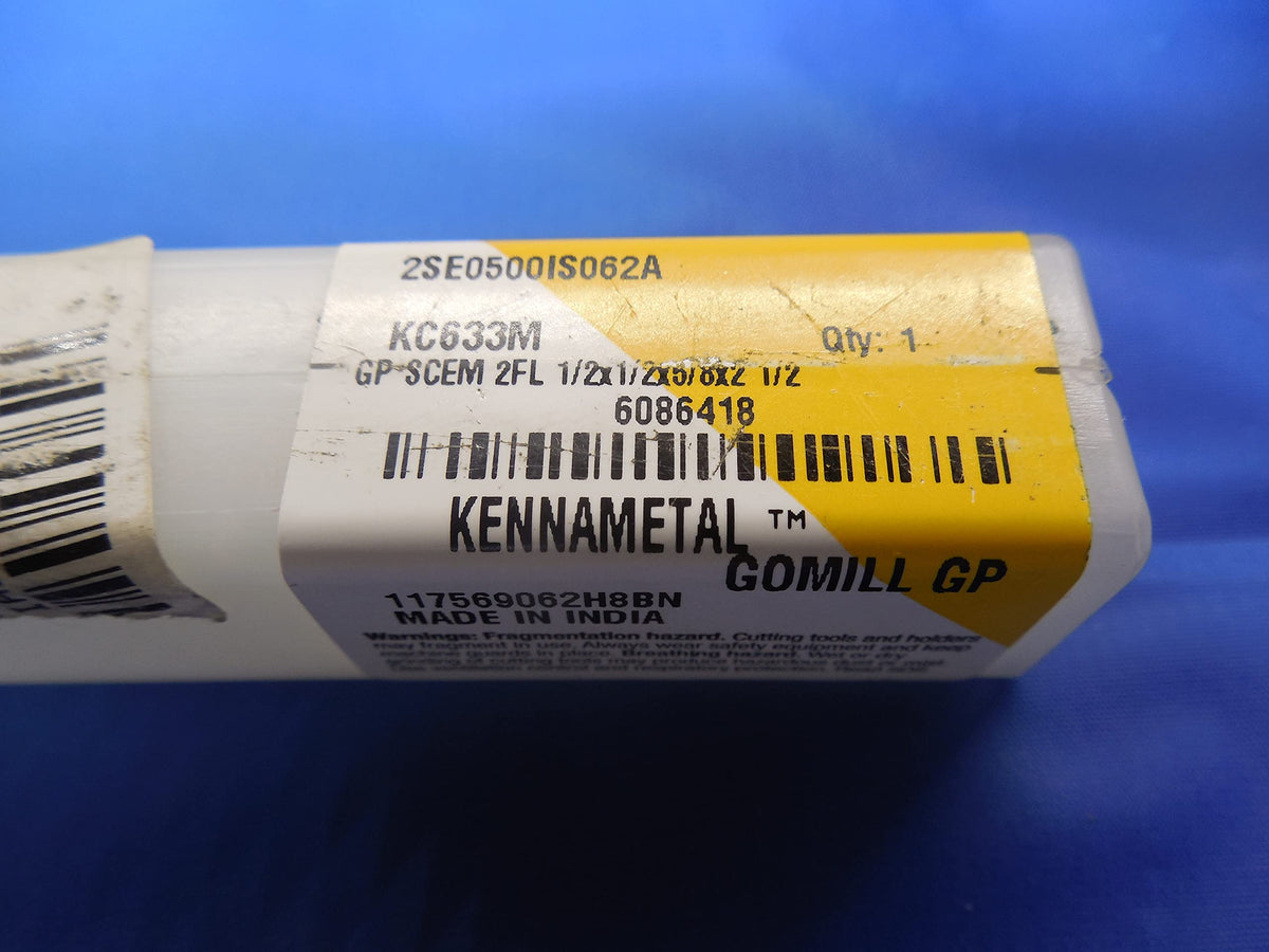 NEW KENNAMETAL 1/2" Dia X 2.5" OAL Carbide Square END Mill 2 FL Center Cutting