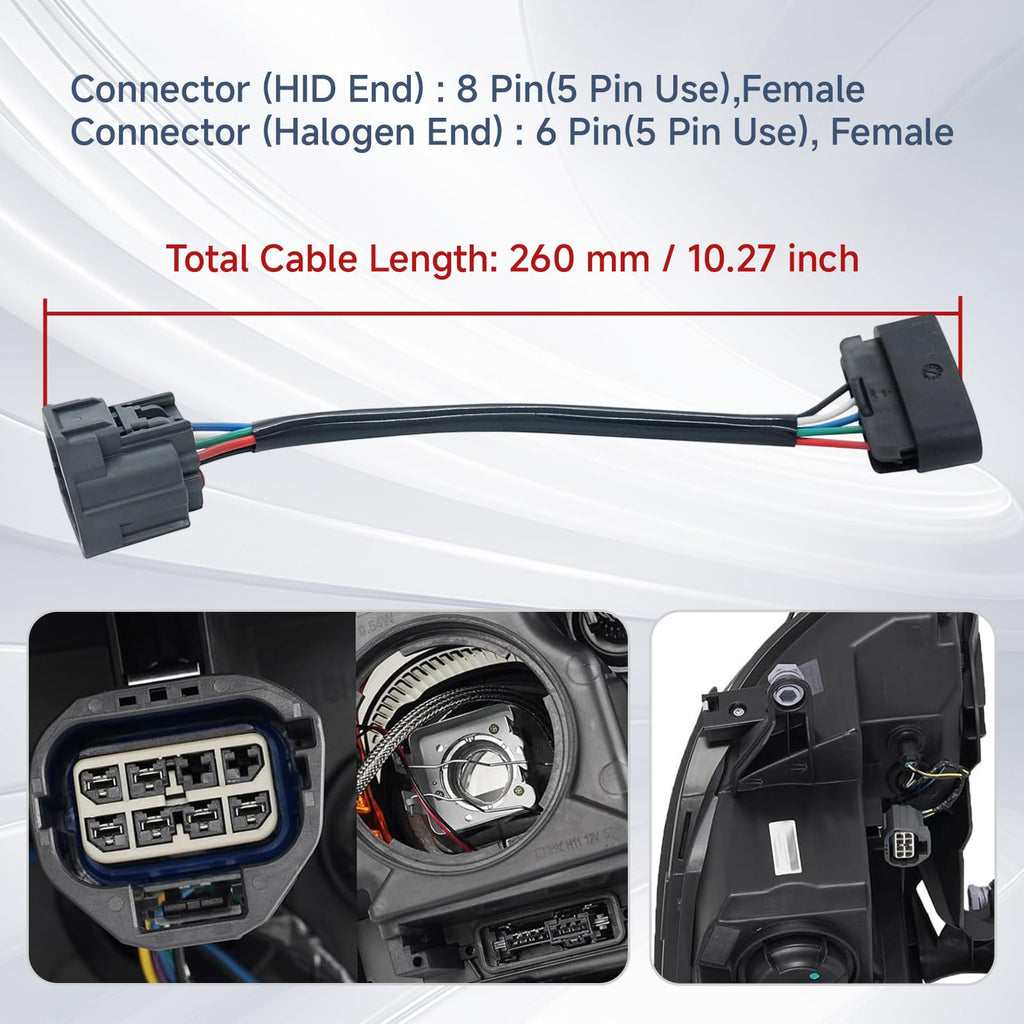 HID to Halogen Headlight Wiring Adapter Headlamp Conversion Swap Harness Left Right for GMC Acadia 2007-2012 Driver Passenger Side 22938889 22938888