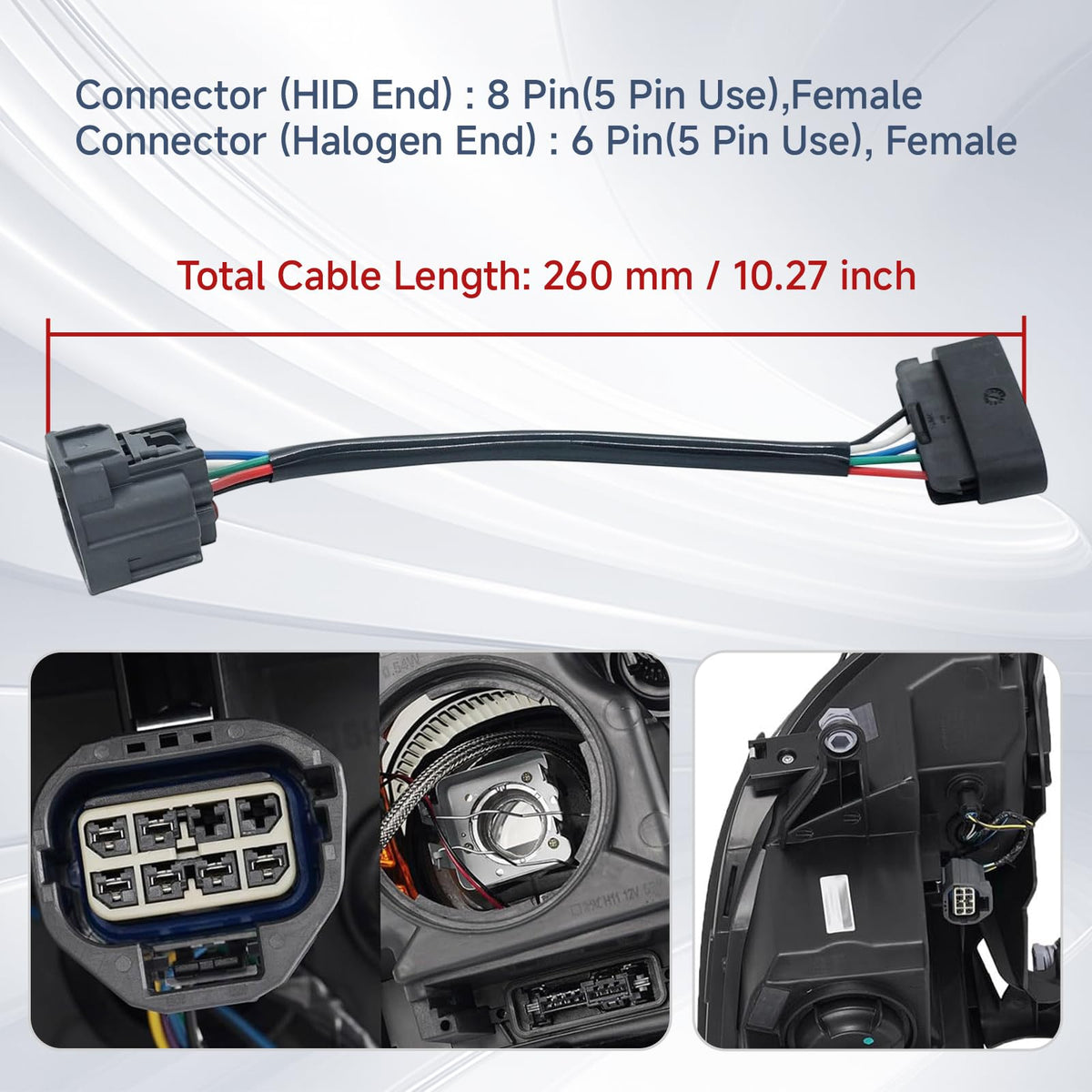 HID to Halogen Headlight Wiring Adapter Headlamp Conversion Swap Harness Left Right for GMC Acadia 2007-2012 Driver Passenger Side 22938889 22938888