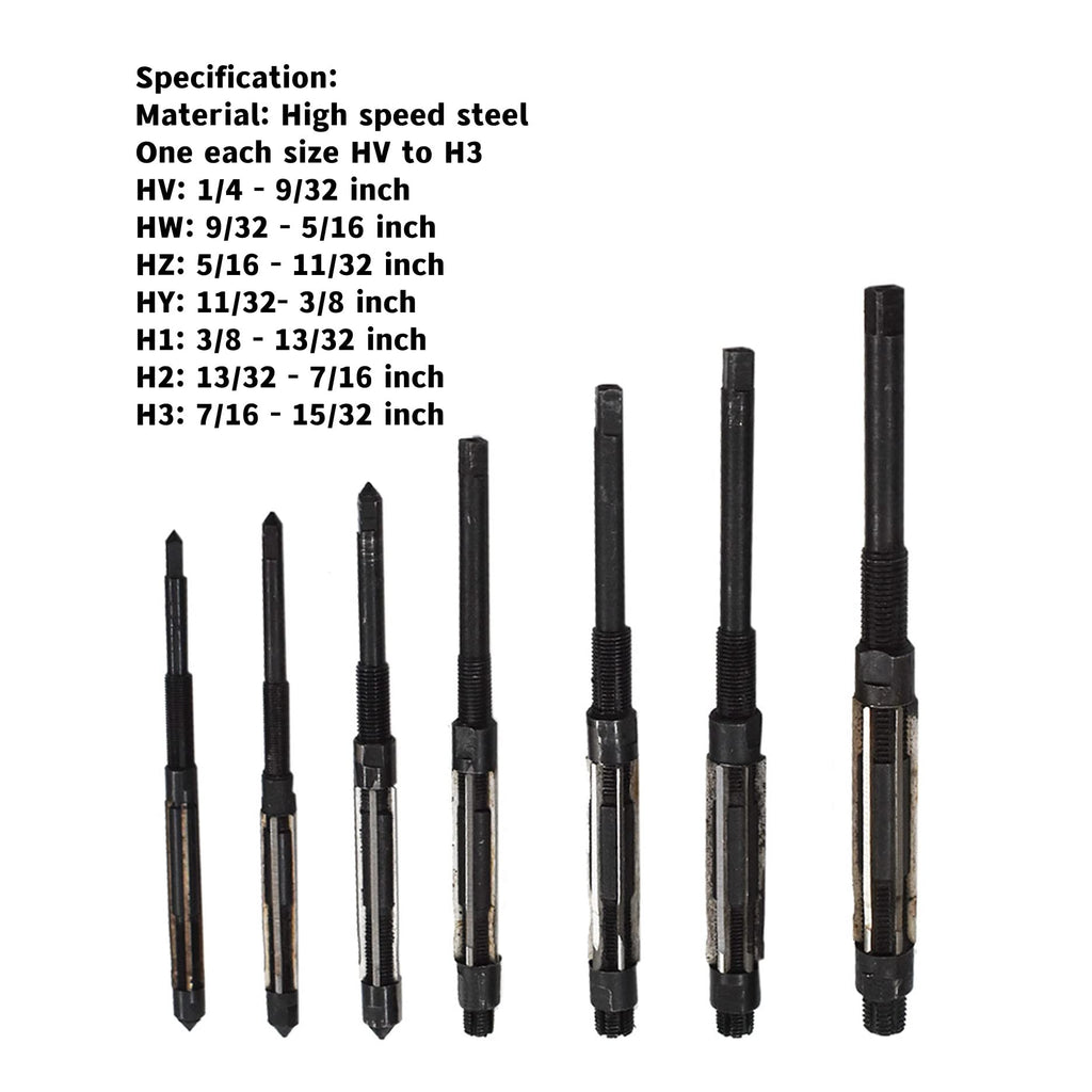 LiGuVCY 7Pcs High Speed Steel Adjustable Hand Reamers HV-H3, 1/4 to 15/32