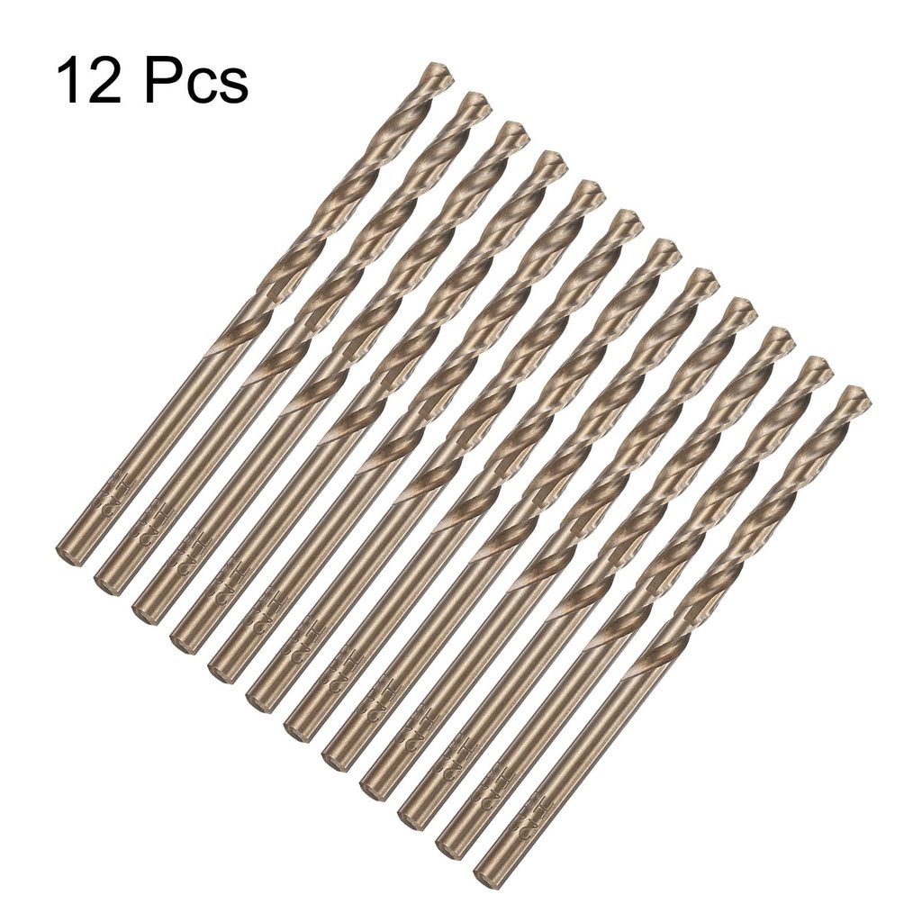 HARFINGTON 12pcs Cobalt Drill Bit, #22 0.157" HSS-CO Aircraft Twist Drill Bit with Straight Round Shank for Drilling Stainless Steel Cast Iron Tough Material