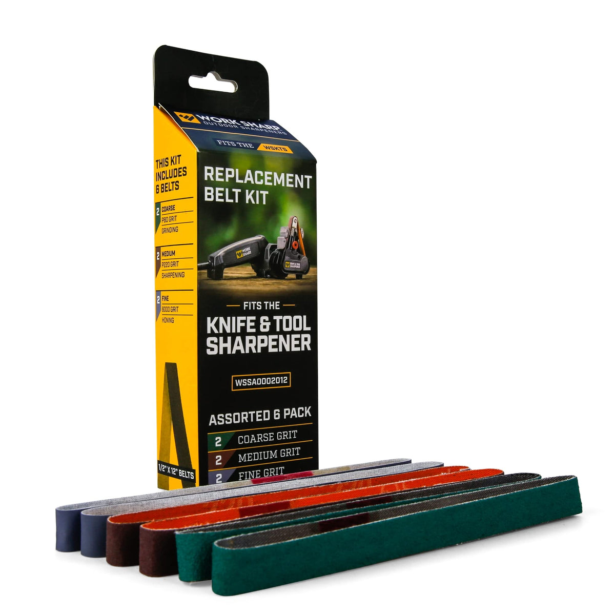 Official Work Sharp Knife & Tool Sharpener Assorted (P80, P220, 6000) Replacement Belt Kit