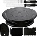 Cake Decorating Kit Baking Supplies Cake Turntable with 2 Frosting Straight Angled Spatula 3 Icing Smoother Scrapers