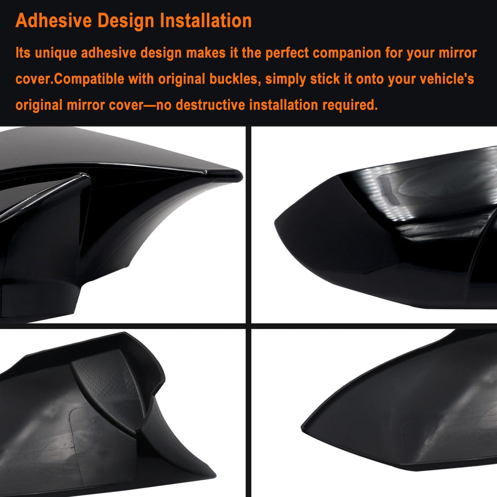 Mountsky Ox Horn Mirror Cover Compatible with Hyundai Elantra 2021 2022 2023 2024 2025 Accessories Car Side Rearview Mirror Cap Cover Wing Mirror Protect Decorate With Turn Signal Light (Glossy Black)