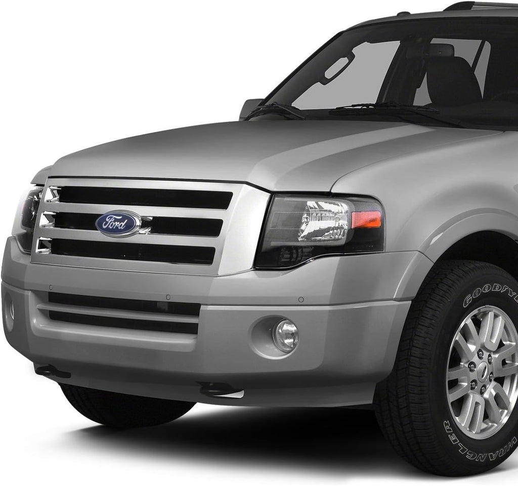 DNA MOTORING HL-OH-FEXP07-BK-AM Black Amber Headlights Compatible with 2007-2014 Expedition, Driver & Passenger Side