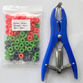 Goat Banding Tools Livestock Bander and Bands Kit with 1pc Expander Plier, 100pcs Rings (Blue Orange and Green)