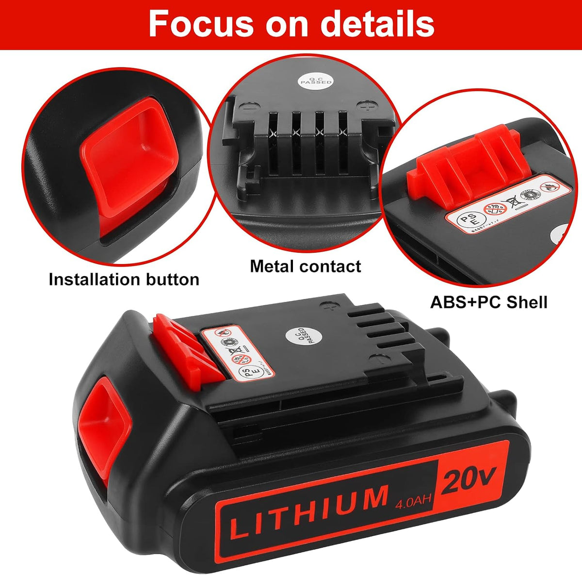 KINGTIANLE 2 Pack 4000mAh 20V Lithium Ion Battery Replace Battery for Black and Decker 20 Volt Max Battery LBXR20 LB20 LBX20 LBX4020 Cordless Power Tools Series