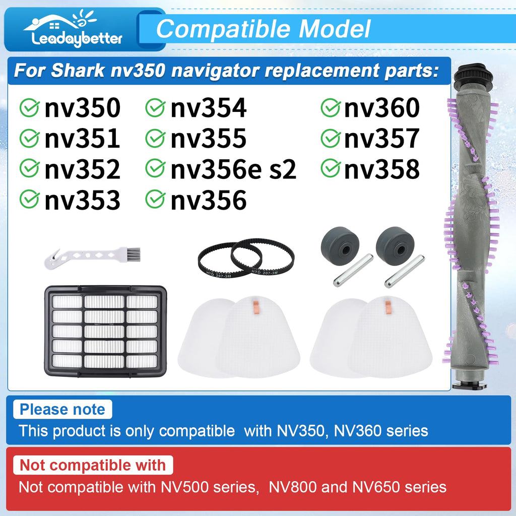 Leadaybetter NV350 Brush Roll Filter Replacement for Shark Navigator