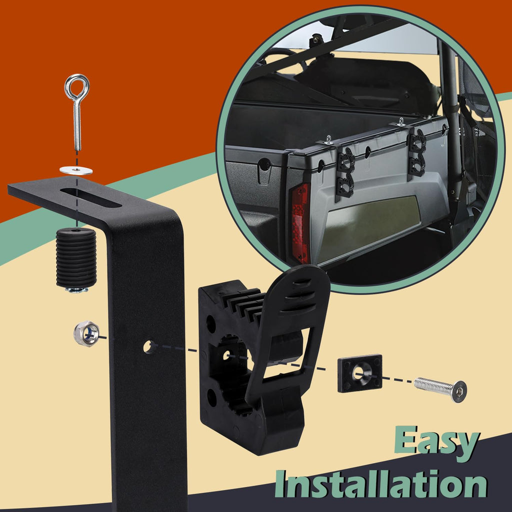 TOPOWN UTV Dual Tool Holder for Polaris Ranger Bed Mount, UTV Shovel Mount