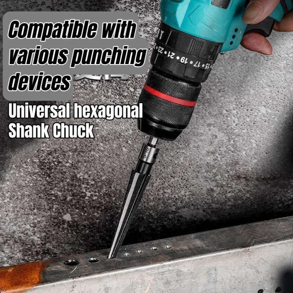 3/16"-5/8" (5-16mm) Taper Straight Flute Reamer,Hand and Chucking Reamer Drill Bit for Steel, Alloy, Metal, Wood, Plastic,1/4"Hex Shank,to Enlarge/Align/Drill,Home Repair, DIY, and Construction Tools