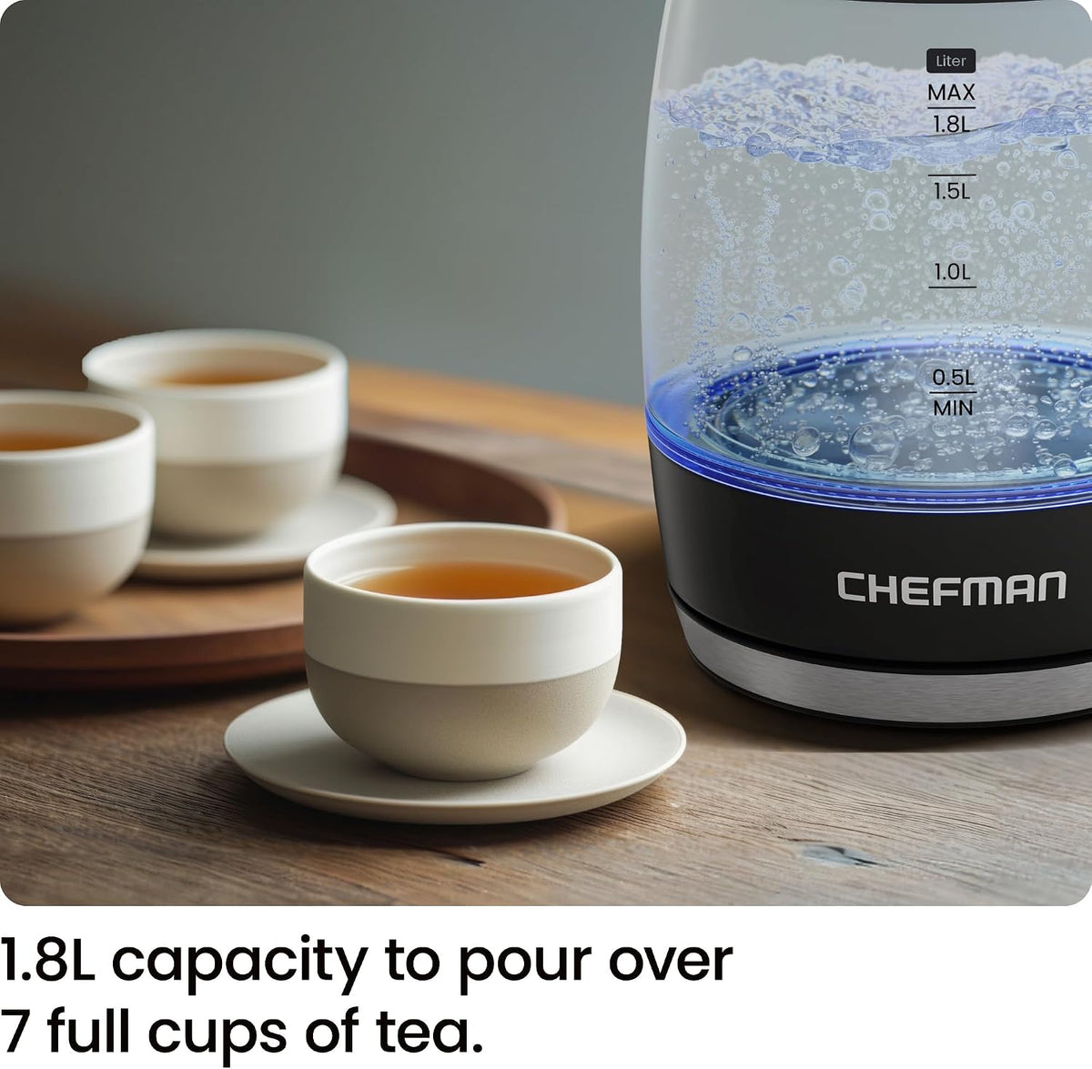Electric Kettle, 1.8L 1500W, Hot Water Boiler, Removable Lid for Easy Cleaning, Auto Shut Off, Boil-Dry Protection