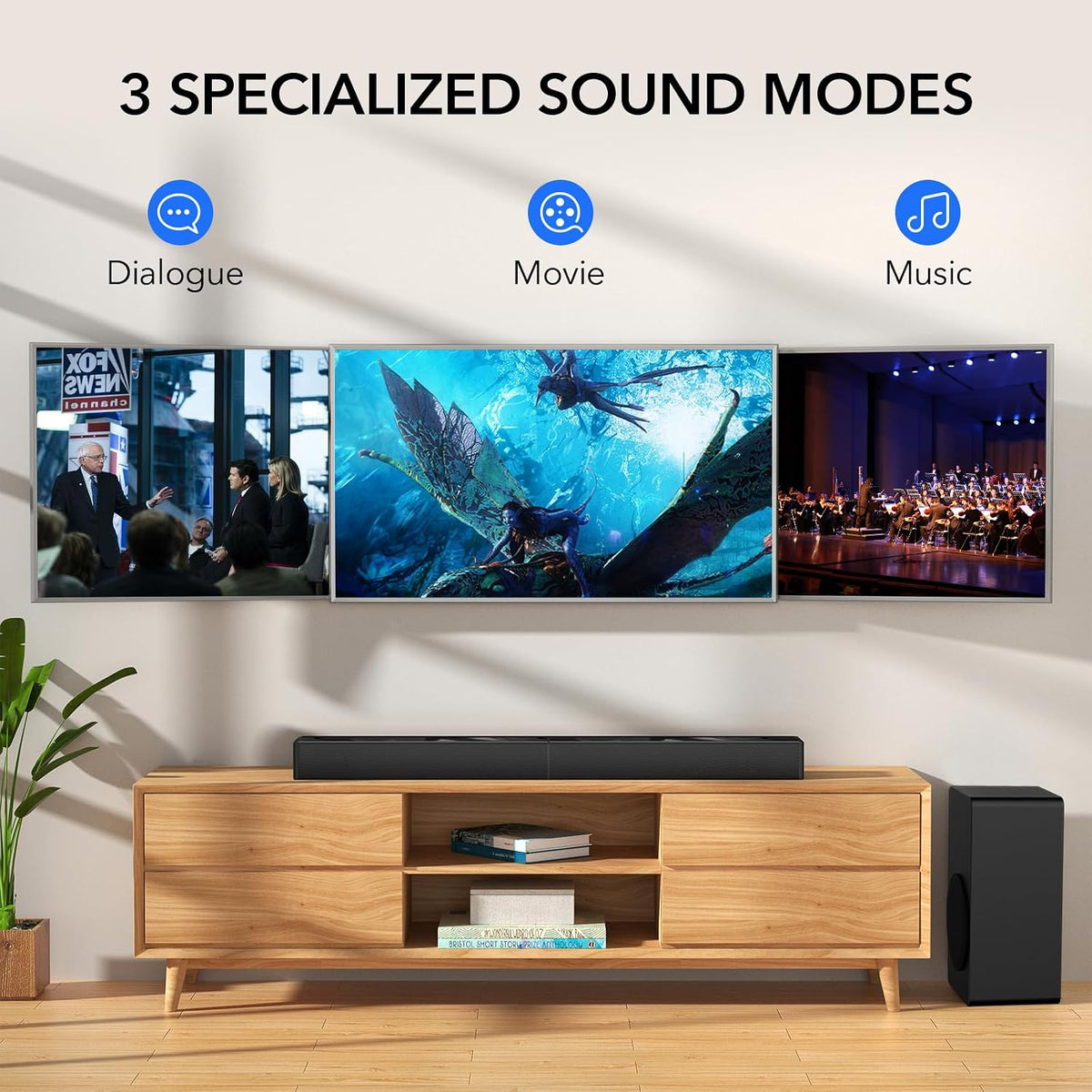 31 Inch Soundbar with Subwoofer, Surround Sound System for TV | 160W, detachable surround system with wired