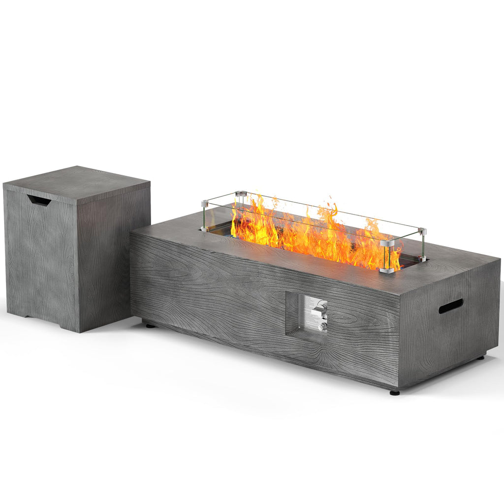 42" Rectangular Outdoor Propane Fire Pit Table for Outside Patio