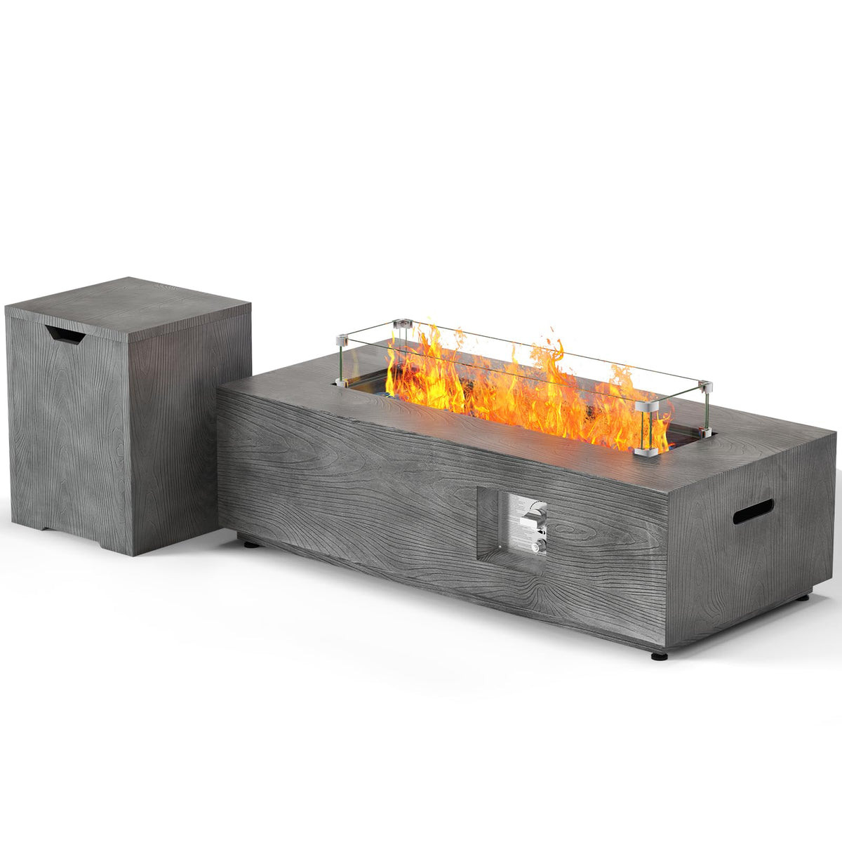 42" Rectangular Outdoor Propane Fire Pit Table for Outside Patio