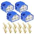 eMagTech 4Pcs 3 Pin H4 Headlight Sockets Replacement 3 Pin Connector Plug Socket 90 Degree Headlight Harness Connector with 12x Terminals Car Accessories 55 W Blue