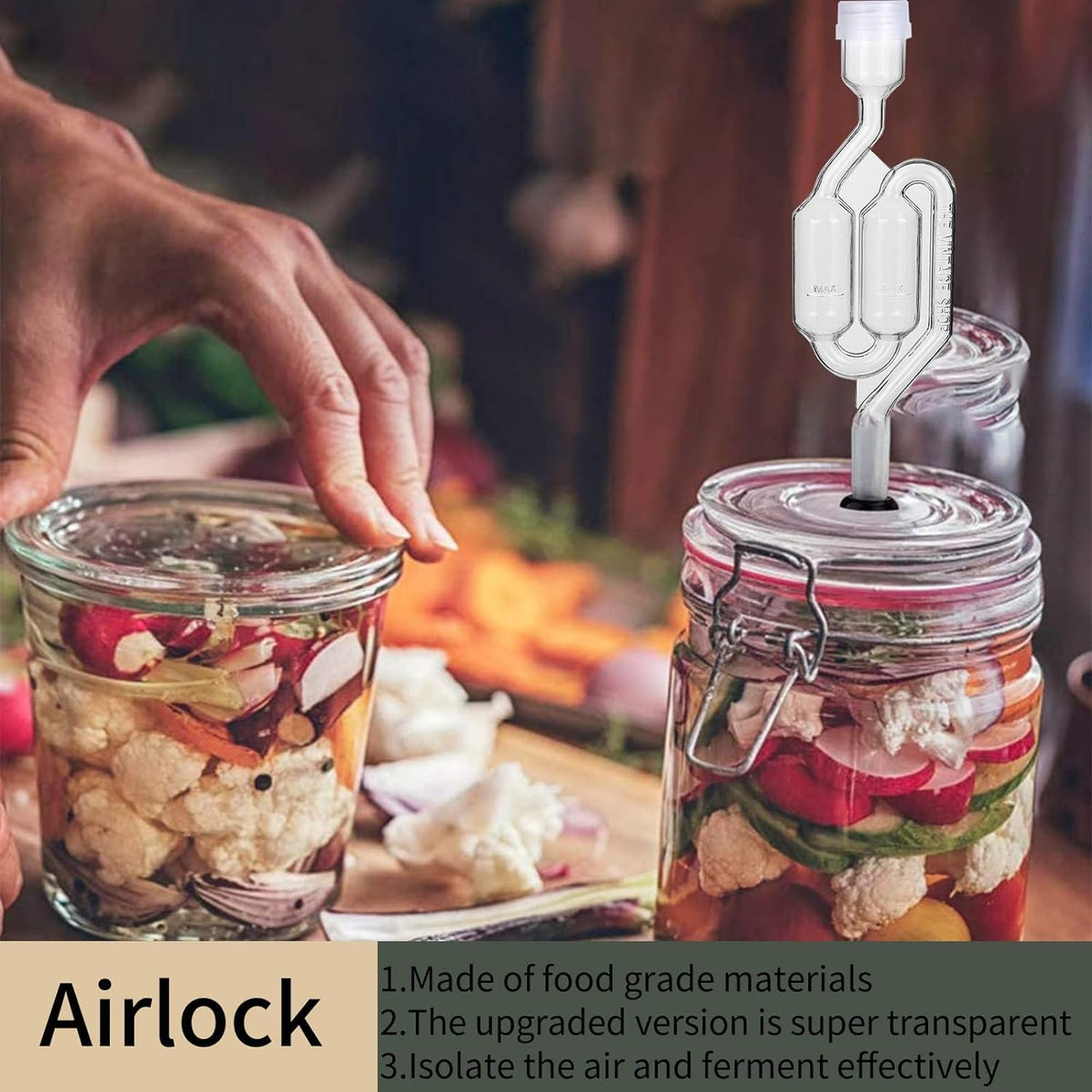 Bubble Airlock Set, 4 Airlocks for Fermenting, 4 Drilling #6 Stoppers and 8 Airlock Grommets, Used for Brewing Wine