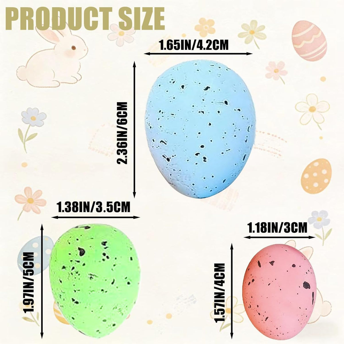 Pastel Speckled Easter Eggs Decor 24 PCS 3 Sizes 8 Colors,Foam Easter Eggs Decoration for Easter Basket Fillers Home
