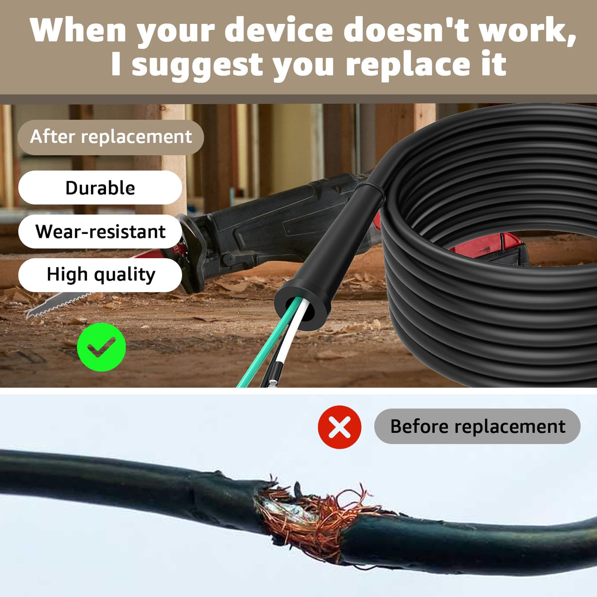 22-64-1260 Cable for Mil-wauk-ee Drill Cord Replacement