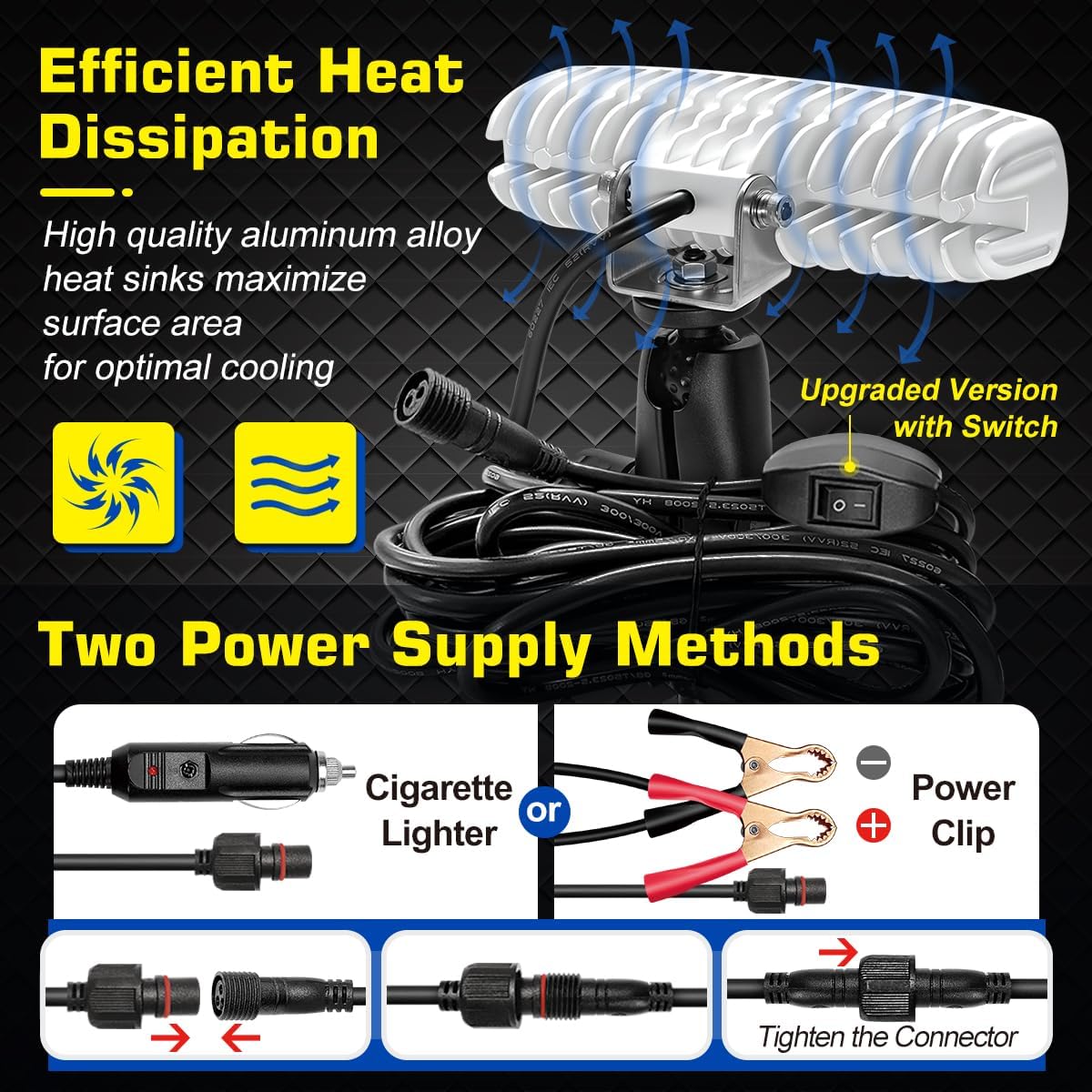 360°Rotation 6.3 Inch White Clamp on Boat Navigation Lights, Portable Boat Spotlights LED Spreader Marine LED T-top Deck Dock Light, Dual Power LED Light Pods 12V 24V for Boats, Pontoon, Fishing