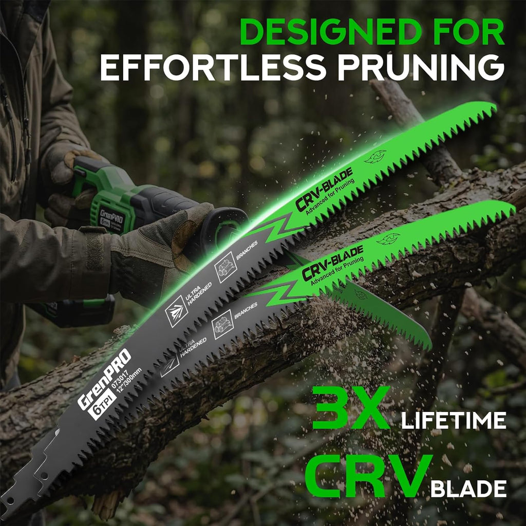 GRENPRO 6 Pack 12Inch Reciprocating Saw Blades, 6TPI Arc Edge for Pruning